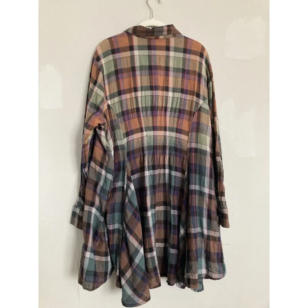 Soft Surroundings Plaid Swing Tunic Top XL Pleated Pastel Boho - Picture 10 of 12